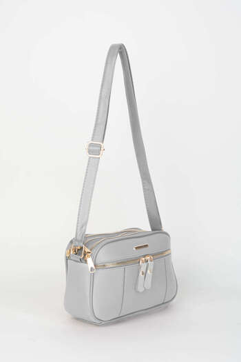 Vivaq Women's Squirrel Light Gray 4 Compartment Faux Leather Medium Size Zipper Closure Handbag and Shoulder Bag