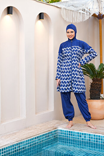 SEBOTEKS Parachute Fabric Full Length Zippered Fully Covered Hijab Swimsuit 3830