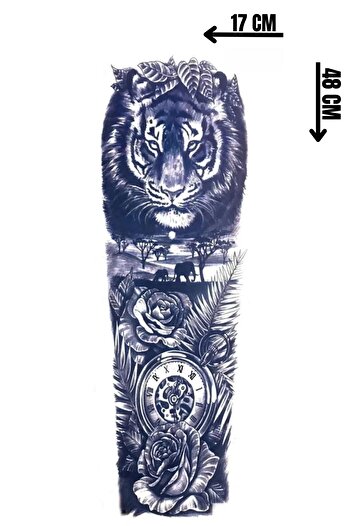 Barly 30 Gün / 1 Ay Kalıcı Aslan Figürlü 12 Saat Sonra Kararan Geçici Kol Dövme Tattoo
