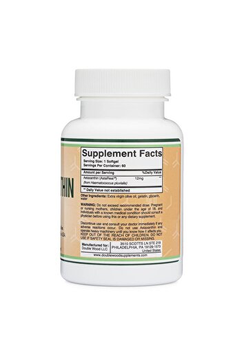 Double Wood Supplements Astaxanthin 12mg Max Strength (AstaReal, 70+ Clinical Trials) Made in USA by Double Wood