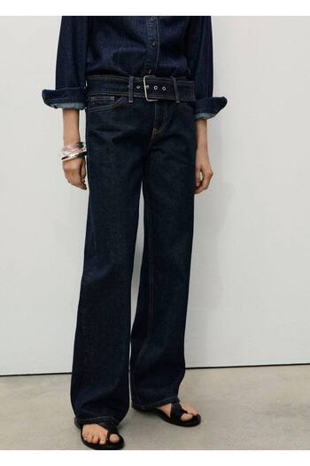 MANGO Woman Low Waisted Straight Cut Jeans with Belt