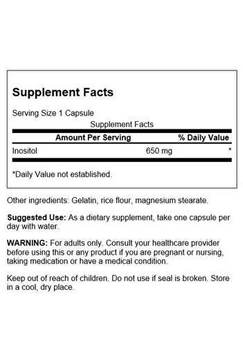 SWANSON Inositol 650 Milligrams 100 Capsules