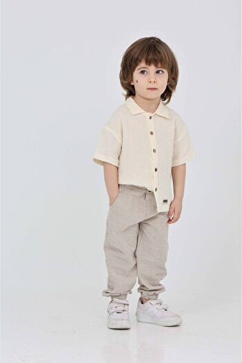 MİLANO KİDS Boy's Stylish Muslin Bottom Top Set