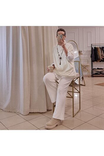 pudubutik Woolen Soft Knitwear Trousers White