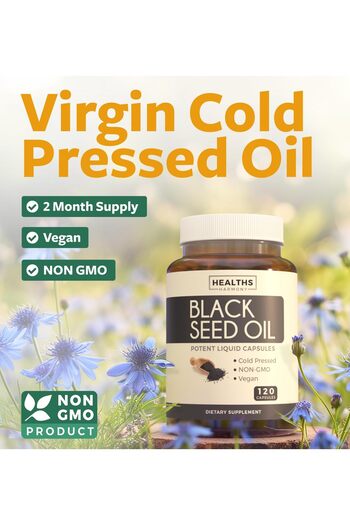 Healths Harmony Black Seed Oil - 120 Softgels, 500mg, Non-GMO, Vegan, Cold-Pressed Nigella Sativa with Vitamin E