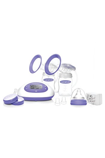 Lansinoh Signature Pro Double Electric Breast Pump, Portable, 3 Modes, LCD, Pump Bag, 25mm Flanges, 2 Bottles