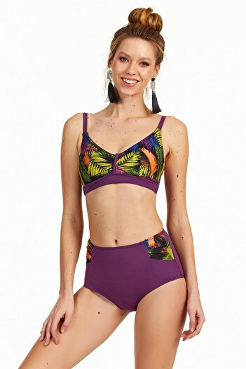 Argento Women's Leaf Pattern Underwire Bikini