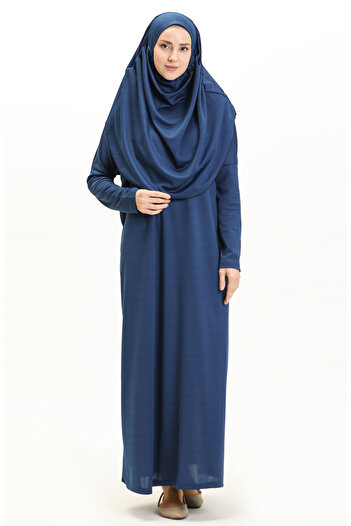 sefamerve 1712-04 Indigo One Piece Prayer Dress