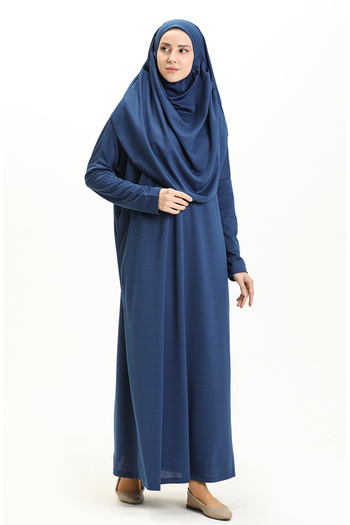 sefamerve 1712-04 Indigo One Piece Prayer Dress