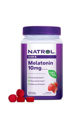 Natrol Melatonin Gummies, 10 mg Sleep Support, 140 Strawberry Gummies, 70-Day Supply