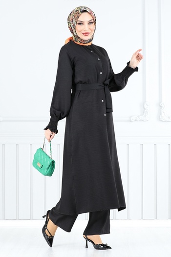 ModaMerve Black Detail 809Ozr1047-M Belt Set