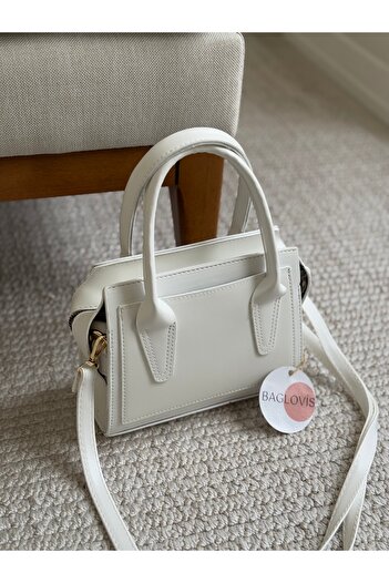 BAGLOVİS Minimal and Elegant Small White Women's Shoulder Bag