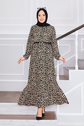 EBRUTESETTÜR Leopard Patterned Wrap Hijab Dress