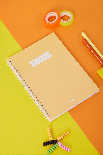 Copyder Orange Pastel Color Plain Spiral A5 Unlined 100 Sheets School Notebook