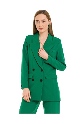 LOKADI Women's Button Detailed Blazer Jacket