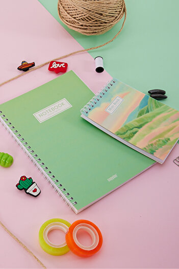 Copyder Green Pastel Set of 2 Spiral A5 Pocket Size Unlined School Notebook