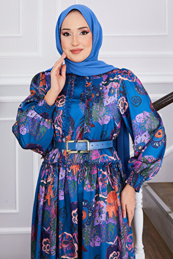 EBRUTESETTÜR Rochie Hijab cu centură cu modele florale