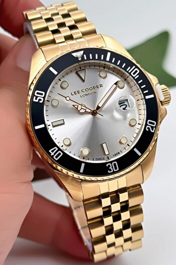 Lee Cooper Lc07594.130 Gold Renk Çelik Kordon Erkek Kol Saati 3atm Bileklik Gold-beyaz Zmlc017