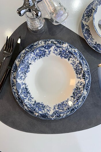 porselenden Set de farfurii de cină din porțelan premium, albastru vintage, pentru 6 persoane, 21 cm