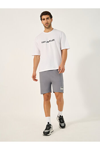 Styli Regular Fit Patch Work Detail Fleece Shorts
