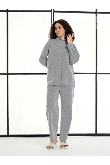 Sassafras By Styli Striped Lounge Shirt and Pants Set