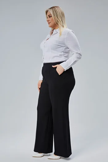 Symirna Regular Pallazo Women's Trousers with Normal Waist Elastic