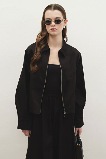 Hooopstore Gabardine Black Jacket Skirt Suit