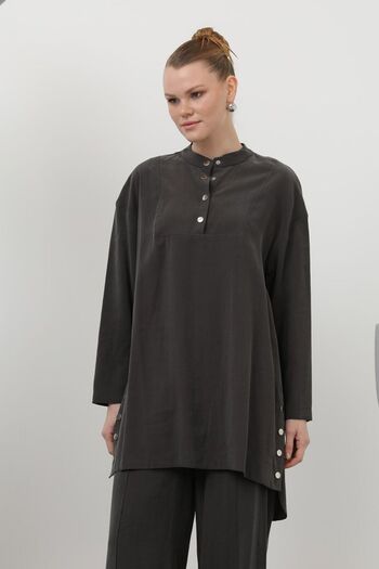 Puane Cupro Fabric Snap Detailed Hijab Double Set