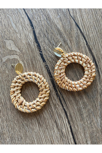 Büyük Hanım Handmade Round Straw Earrings