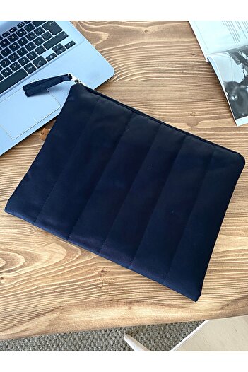 LUNAFEL Black Protection Sleeve - Husă pentru computer, țesătură groasă matlasată pentru Macbook și tabletă