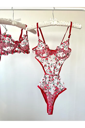 Feruzdesign Women's Red Underwire Alexi Bodysuit
