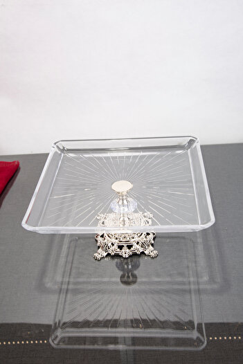 ARGKRİSTAL Silver Detailed Metal Leg 24X24X14 Service and Presentation Board