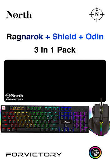North Ragnarok Oyuncu Mouse + Shield Mekanik Oyuncu Klavyesi + Odin Gaming Mousepad VIP Bundle