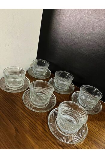 ORTAKÖY CENNETİ 6-Person Crystal Glass Cookie Dessert Plate Set (12 Pieces) 180 ml