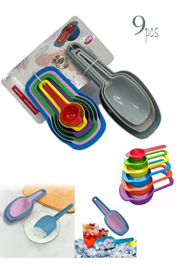 co arma 9 Piece Plastic Measuring Spoon Set in Different Sizes and Shapes Multicolor