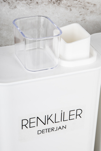 Dolkin Home 3lü Kendinden Ölçekli Deterjanlık Kutusu Seti Renkliler Beyazlar Siyahlar Deterjan Etiketli 3000ml