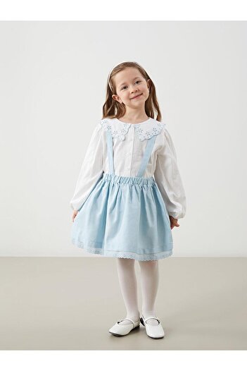 LC Waikiki Lcw Kids Embroidered Girl's Blouse and Suspender Skirt 2-Piece