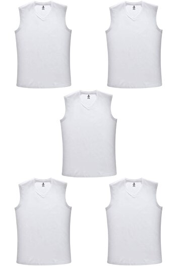 marufshop Ανδρικό εσώρουχο 5 τμχ Ανδρικό μεγάλο μέγεθος για 105 κιλά έως 165 κιλά Redzone V-Neck Zero Sleeve Undershirt