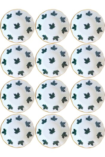 DUKKANI ISTANBUL 12 Pieces Leaf Porcelain Tea Plate