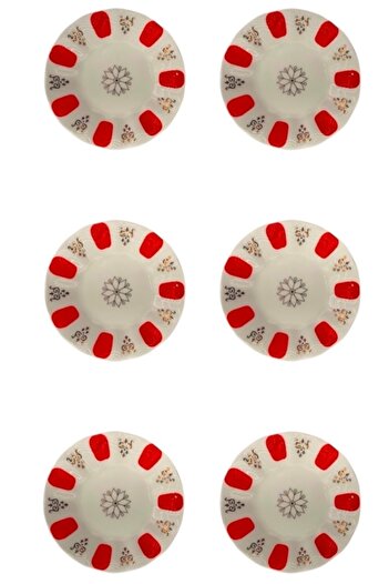 DUKKANI ISTANBUL 18 Piece Red Tea Set with Spoon - Acem Chay
