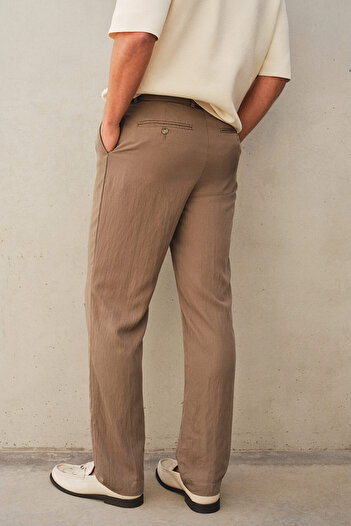 H&M Kemerli Gabardin Pantolon Regular Fit