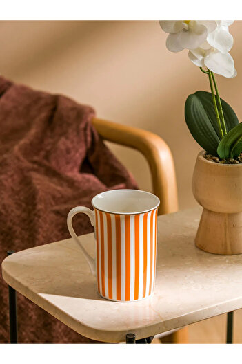LC Waikiki Orange Line Patterned Ceramic Mug 280 ml