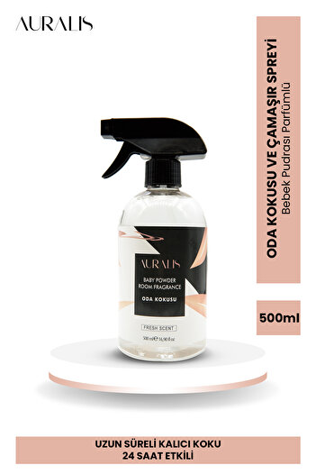 Auralis Bebek Pudrası Parfümlü Oda Kokusu Ve Çamaşır Spreyi  Baby Powder Room Spray 500 ML