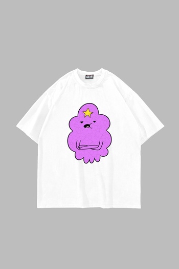 Sekizbiraltı Lumpy Space Princess Printed Oversize Unisex White Tshirt