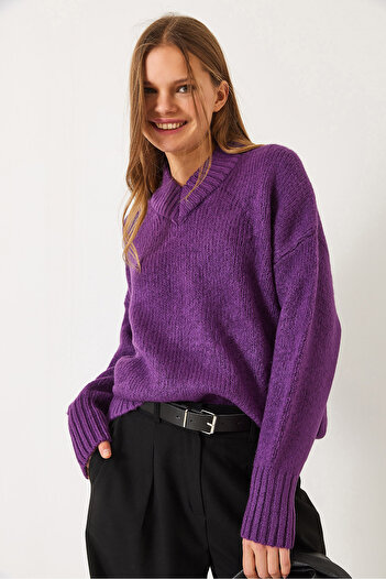 Bianco Lucci Women's V-Neck Knitwear Sweater 20247532