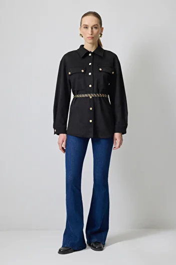 Touché Privé Suede Jacket with Chain Belt