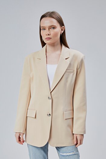 Bolivente Women's Oversize Lined Woven Blazer Jacket