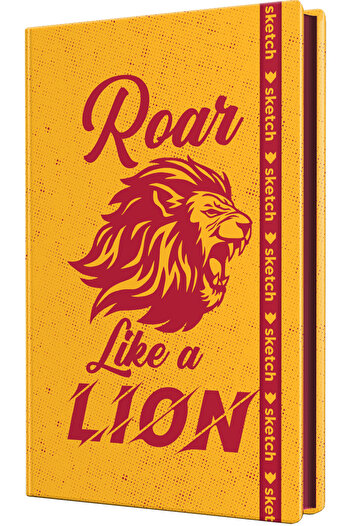 sketch Striped Notepad with Lion Design – 13X21 cm Hard Cover 192 Pages