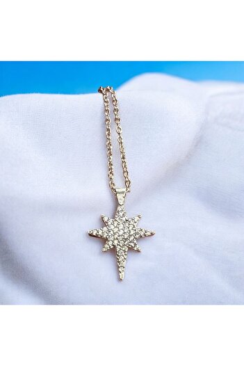 Store Zircon Stone Polar Star Necklace with Steel Silver Chain