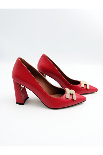 Tenau Red Genuine Leather Women's Shoes